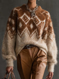 Gradient Fair Isle Fuzzy Knit Sweater