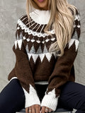 Fair Isle Knit Turtleneck Sweater