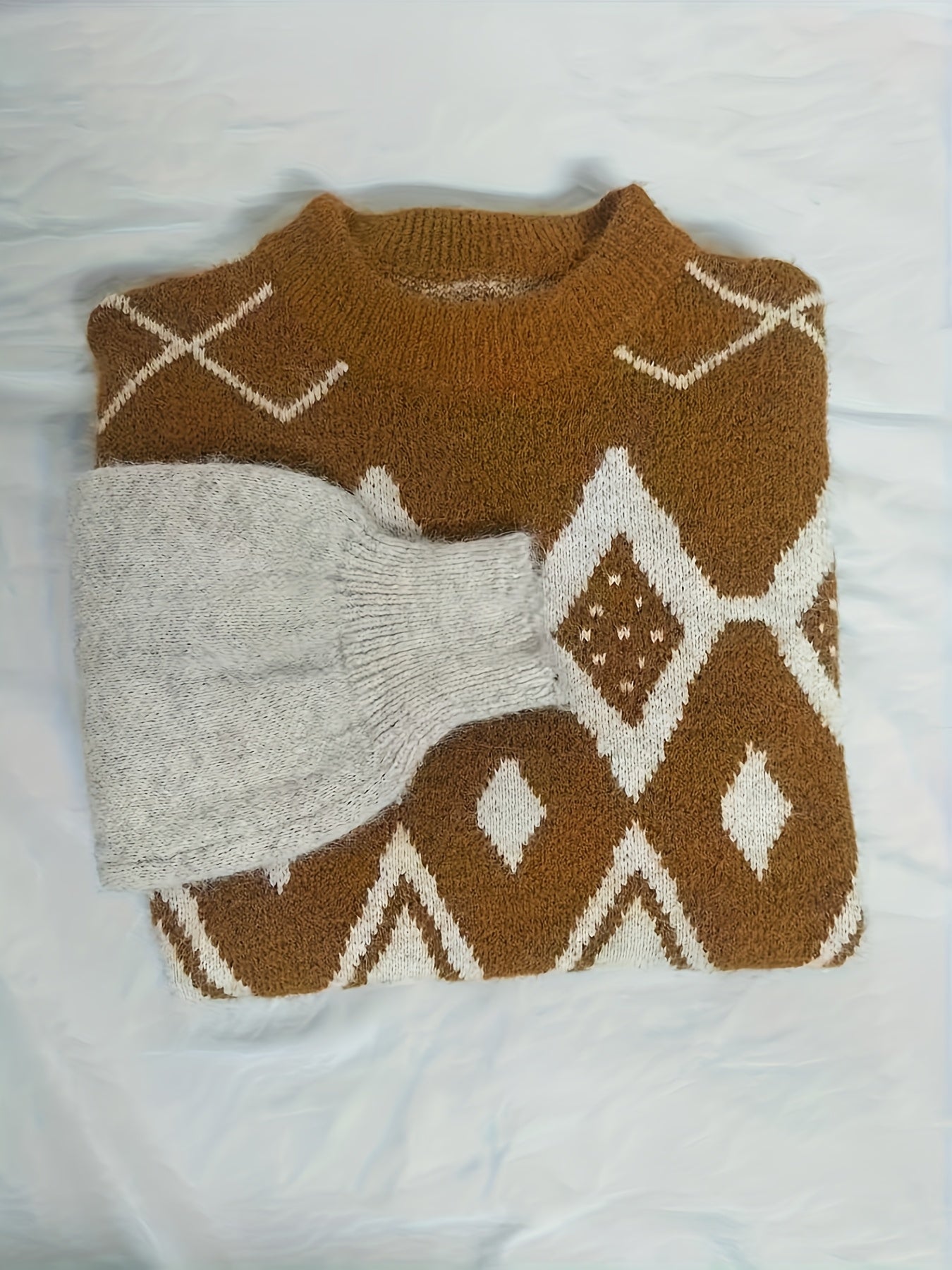 Gradient Fair Isle Fuzzy Knit Sweater