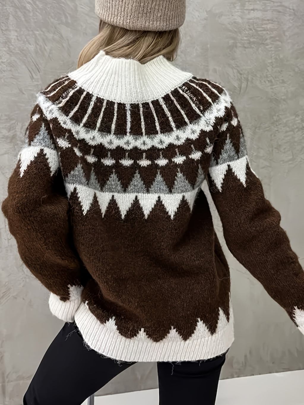 Fair Isle Knit Turtleneck Sweater