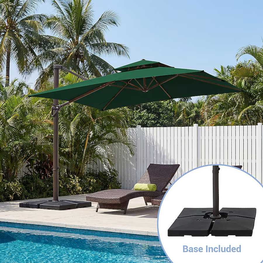 Solar LED Aluminum Cantilever Umbrella With Base