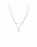Clogau Beachcomber Pearl Silver Layered Necklace