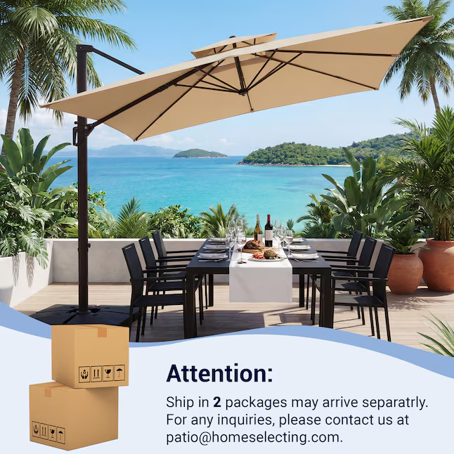 Solar LED Aluminum Cantilever Umbrella With Base