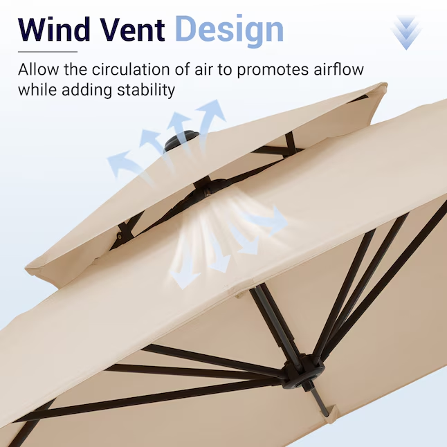 Solar LED Aluminum Cantilever Umbrella With Base