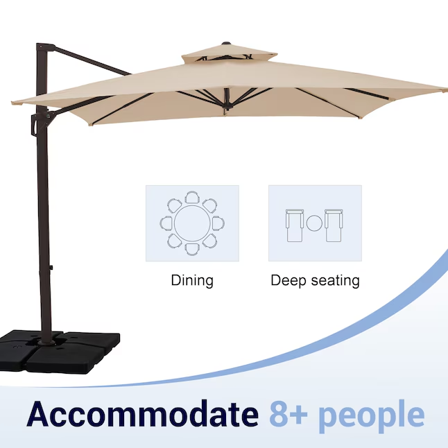 Solar LED Aluminum Cantilever Umbrella With Base