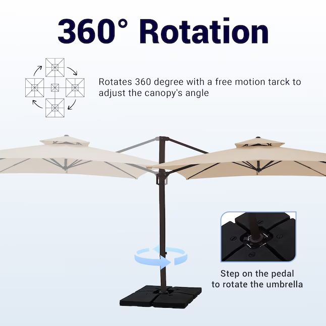 Solar LED Aluminum Cantilever Umbrella With Base