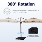 Solar LED Aluminum Cantilever Umbrella With Base