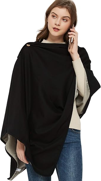 Radia Smart EMF Poncho Blanket, 5G, Wearable Faraday Blanket, RF Shielding, WiFi Blocker, EMF Clothing 28'' x 72'', Black/Grey