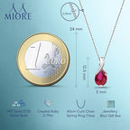 MIORE Gold Necklace for Women in 9 kt 375 White/Yellow Gold with Pear Shape Ruby/Emerald/Sapphire/Topaz/Aquamarine Gem Pendant Necklace with 45 cm Long Chain, Handmade Jewellery for Women