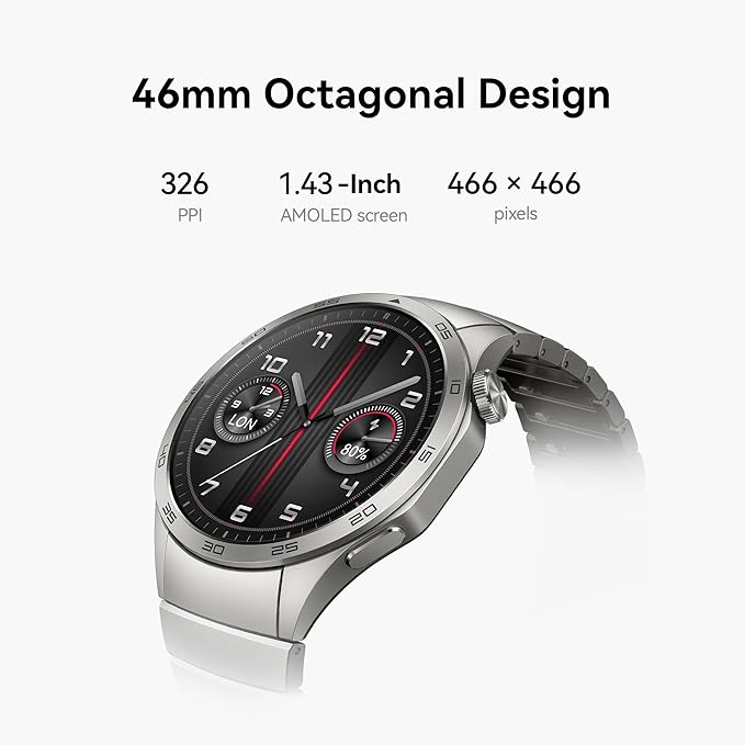 HUAWEI WATCH GT 4 Smart Watch for Women-Up to 7 days Battery Life-Fitness Tracker Compatible with iOS & Android - 24H Health Monitoring including specific Women Health Management - Leather White