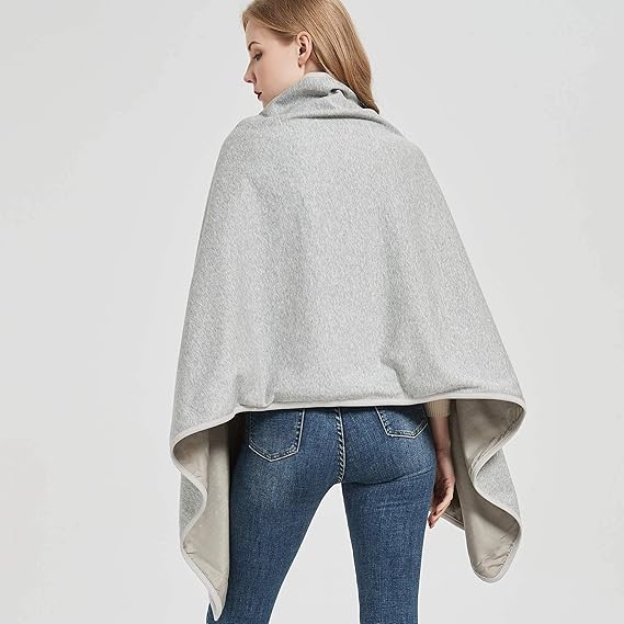 Radia Smart EMF Poncho Blanket, 5G, Wearable Faraday Blanket, RF Shielding, WiFi Blocker, EMF Clothing 28'' x 72'', Black/Grey