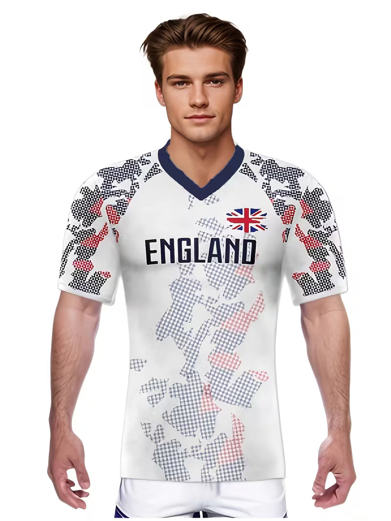 Men's/Women's England Jersey / Custom graphic printed football / Personalized name and number / Authentic sports football / Breathable polyester V-neck / Inspired by the England flag / Ideal gift for practice football matches
