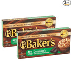 Lot of 2 Baker's 4 oz. Sweet Chocolate Bar-German's All Natural 48% Cacao