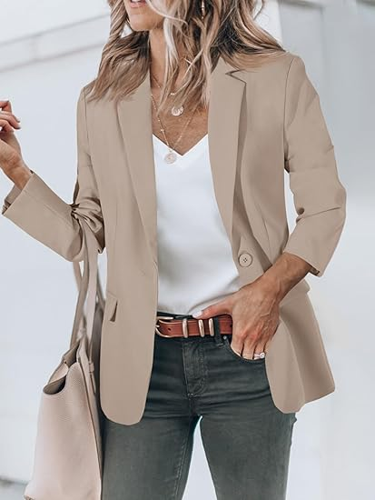 Womens Casual Blazers Open Front Long Sleeve Work Office Suit Jackets Blazer