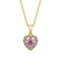 Arletta Heart Halo Pendant Pink Sapphire and Diamond 0.90ct in 18K Yellow Gold