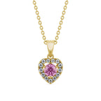 Arletta Heart Halo Pendant Pink Sapphire and Diamond 0.90ct in 18K Yellow Gold