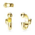 NEW Swarovski Dextera Hoop Earrings w/Ear Cuff Set Gold-Tone Plated 3pce