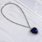 Titanic Heart of The Ocean Necklace & Earring Set with Blue & Green Crystals 18”