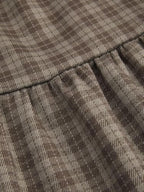 Elastic Waist Check Knotted Tiered Maxi Skirt